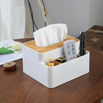 Desktop Storage Organizer Box for Remotes Tissues Cosmetics Office Supplies