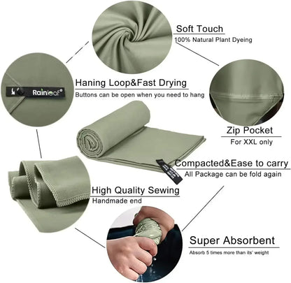 Microfiber Towel Fast Drying Absorbent Beach Gym Travel Sports Camping