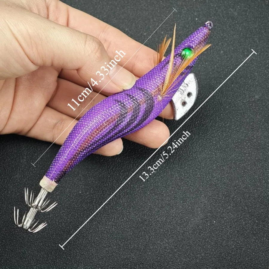 2pcs Shrimp Jig Lure 13cm Luminous Squid Octopus Saltwater Fishing Hooks