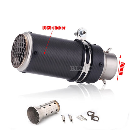 Universal Stainless Steel Slip-On Exhaust Muffler Carbon Look with DB Killer 51-60mm