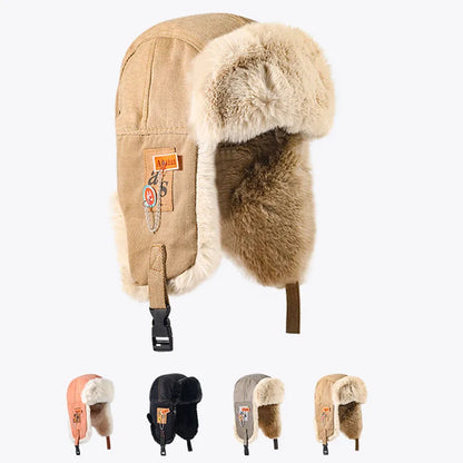 Ushanka Fur Hat Winter Cap Warm Earflap Trapper Ski Bomber Hats for Men Women