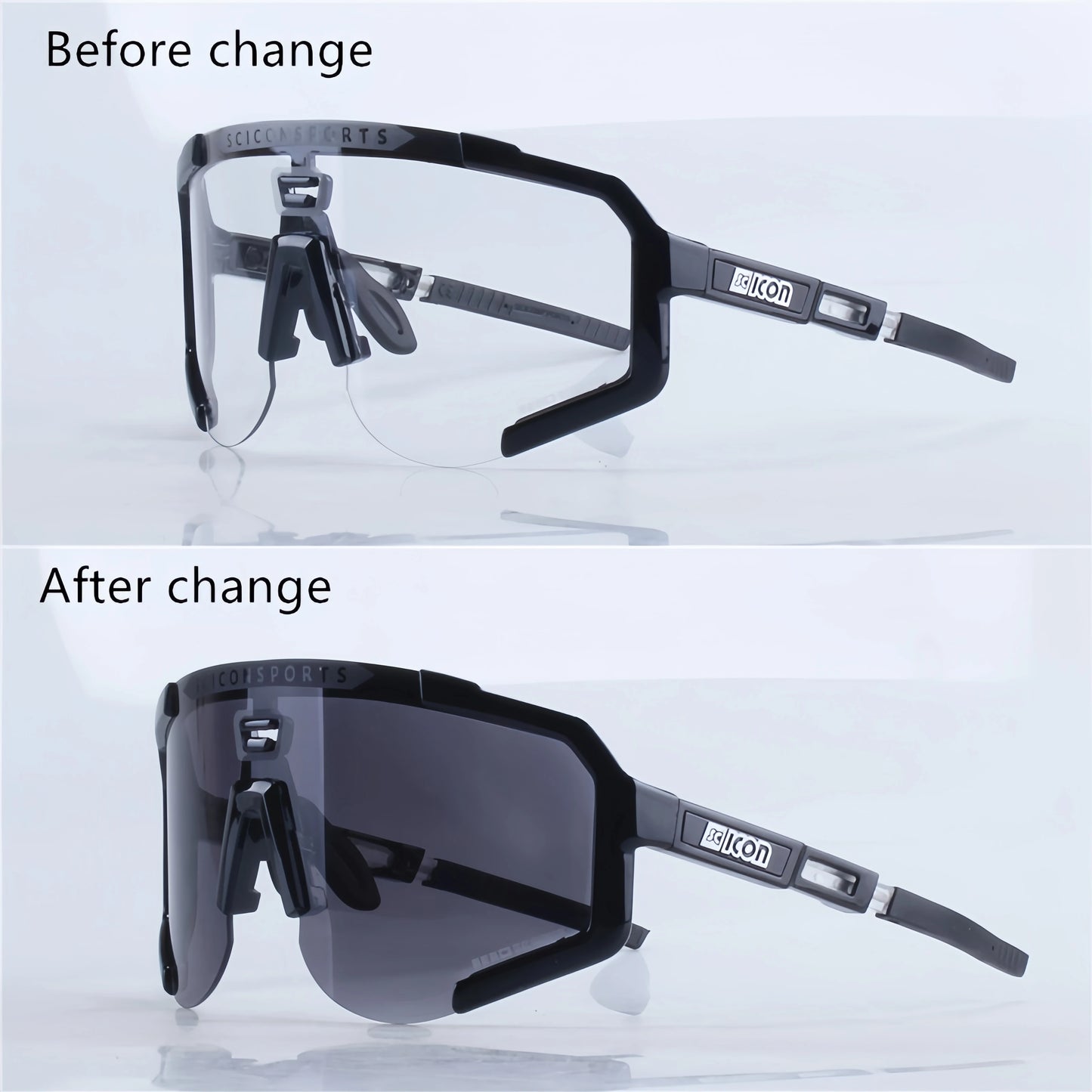 SCICON Photochromic Cycling Glasses, UV400 Outdoor Sports Sunglasses for Men & Women MTB Road Bike