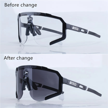 SCICON Photochromic Cycling Glasses, UV400 Outdoor Sports Sunglasses for Men & Women MTB Road Bike