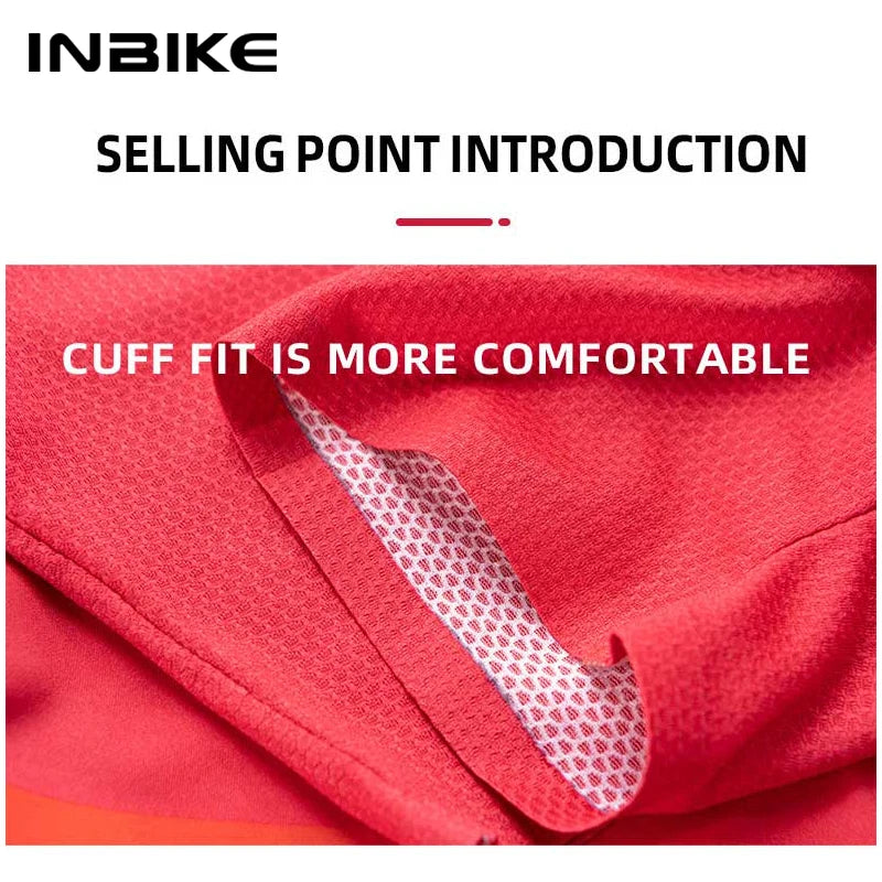 Quick Dry Cycling Jersey INBIKE Mens Short Sleeve Summer Full Zip 3 Pockets