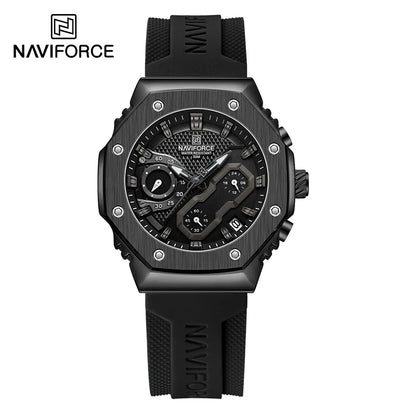 NAVIFORCE Fashion Couple Watches Casual Original Sport Silicone Strap Wristwatch for Lovers Auto Date Display Quartz Chronograph-EXPROTAS