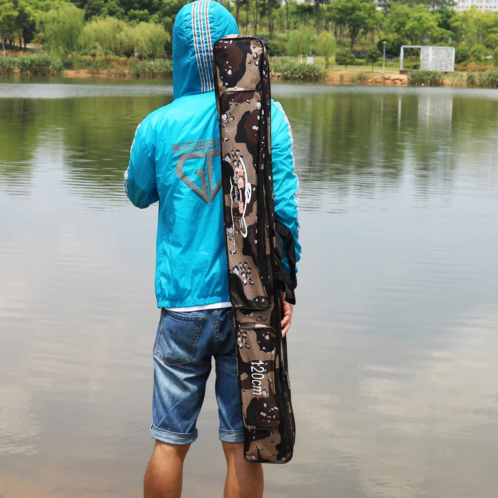Sougayilang Fishing Rod Bag 80/120cm Nylon Tackle Storage Large Capacity Case
