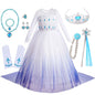 Disney Kids Frozen Birthday Party Princess Dress White Elsa Sequined Mesh Vestidos Halloween Cosplay Snow Queen Carnival Costume-EXPROTAS