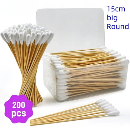 300PCS Cotton Swabs Pointed Tip Wooden Handle Precision Buds