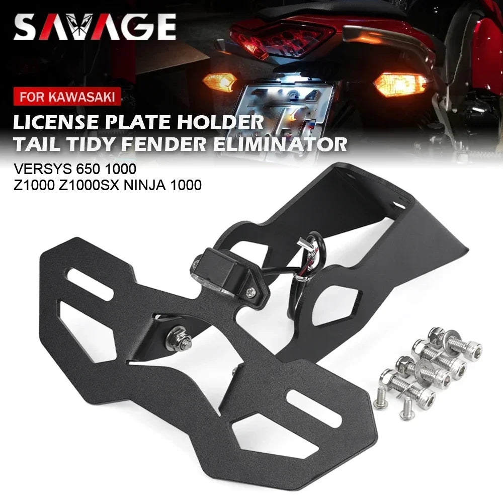 For Kawasaki Versys 650 1000 Z1000 Z1000SX License Plate Holder LED Tail Tidy