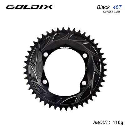GOLDIX 110BCD AERO Chainring 3mm Offset 4-Bolt for Shimano R7000 R7100 R8100