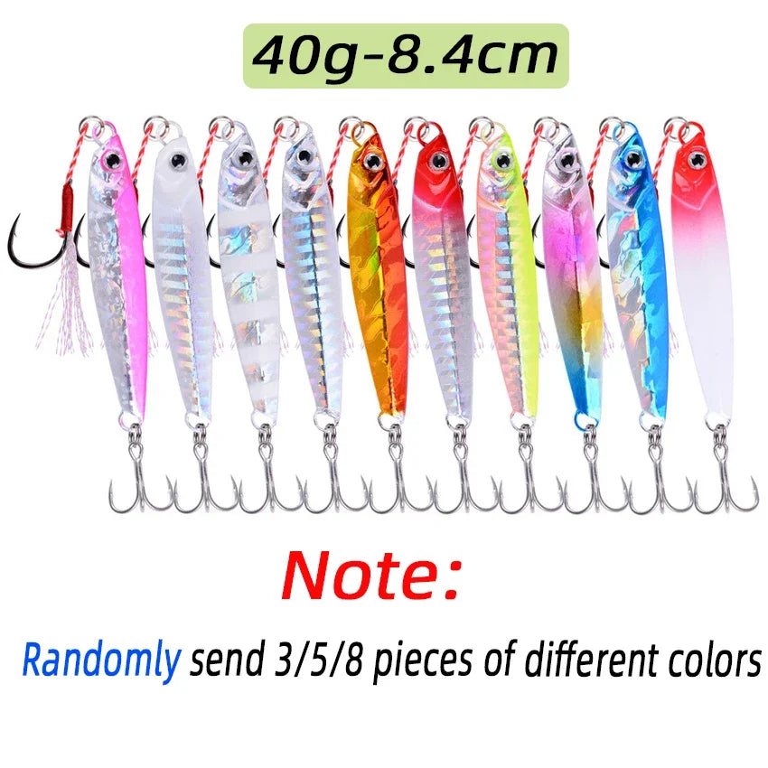 3/5/8pcs Metal Jig Fishing Lure Set 7g-40g Sea Shore Casting Saltwater
