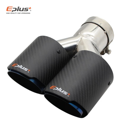 EPLUS Car Carbon Fiber Matte Muffler Tip Y Shape Double Exit Exhaust Pipe Mufflers Nozzle Decoration Universal Stainless Blue-EXPROTAS