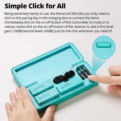 Godox MoveLink Mini LT UC 2.4GHz Wireless Lavalier Microphone Kit for iPhone Type-C Smartphones DSLR Cameras