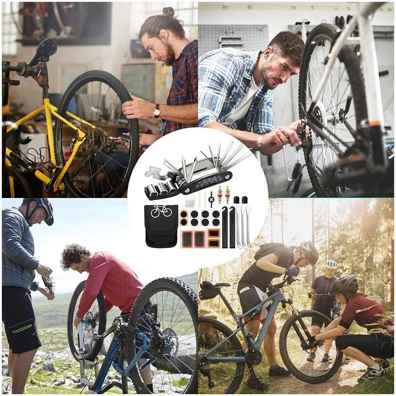 Multi Bike Pump Bicycle Repair Tyre Patch Portable Accessories Cycling