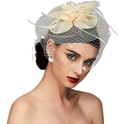 Flowers Feather Mesh Headwear Hat Party Accessory 1pc 27cm Multi Colour
