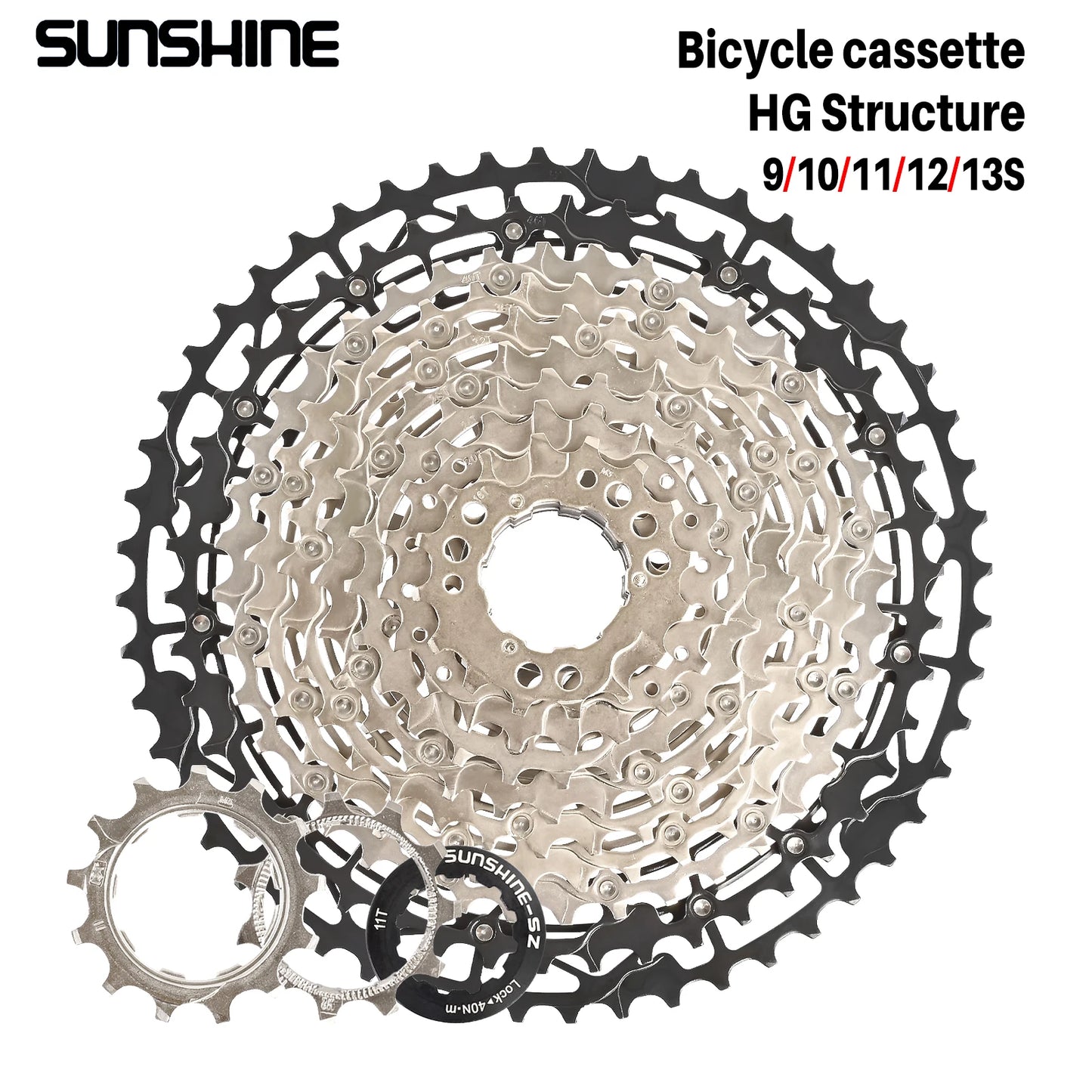 SUNSHINE Ultralight MTB Bike Cassette HG 9–13 Speed Carbon Steel Sprocket - EXPROTAS