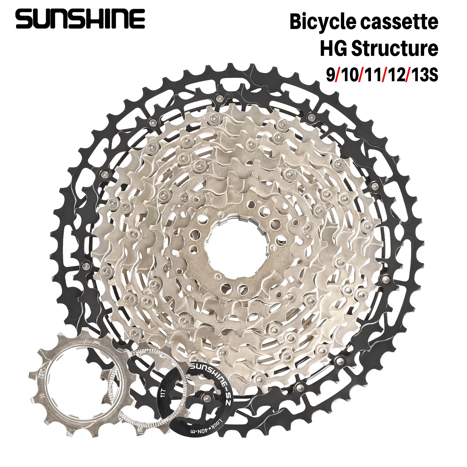 SUNSHINE Ultralight MTB Bike Cassette HG 9–13 Speed Carbon Steel Sprocket - EXPROTAS