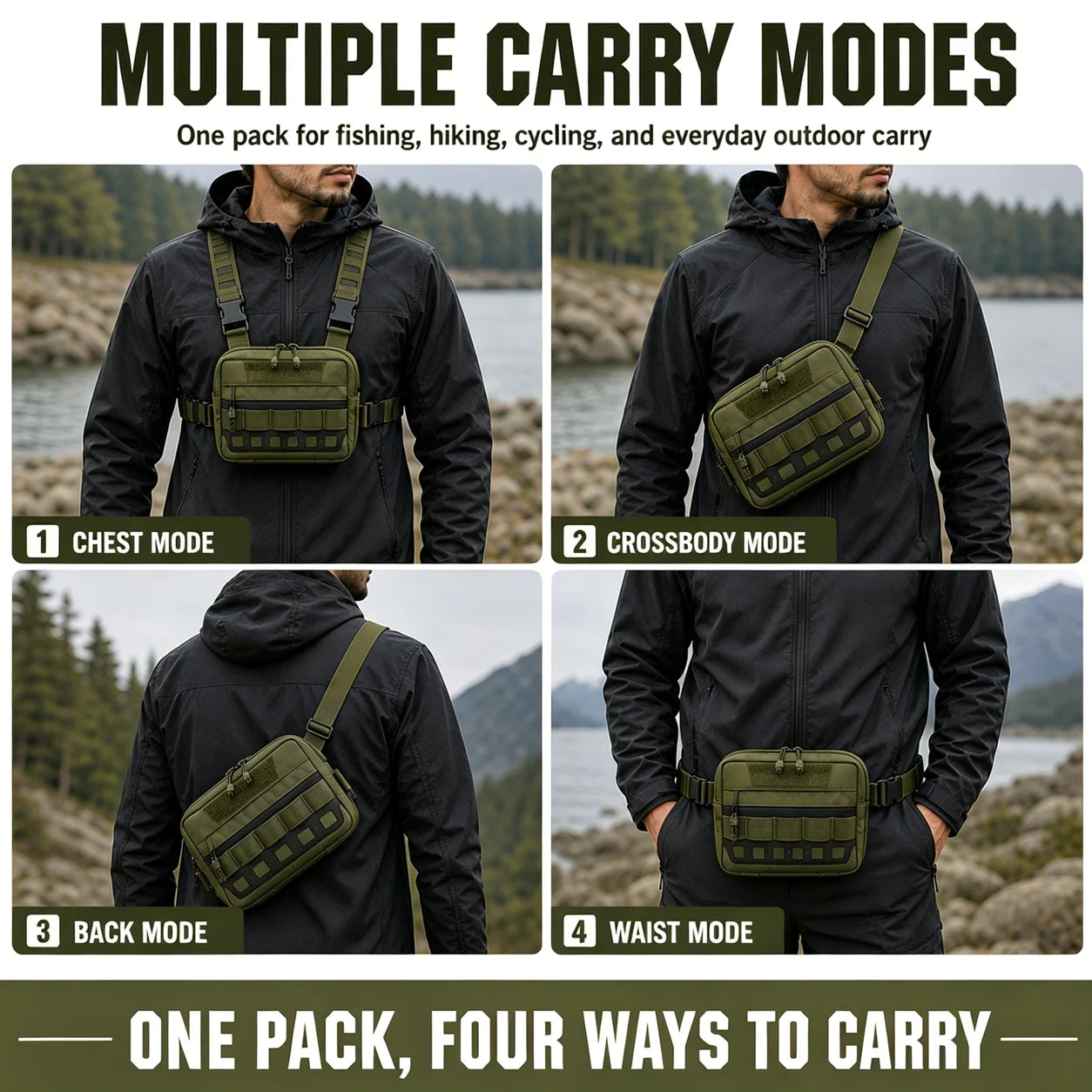 Fishing Waist Bag Waterproof Outdoor Tackle Pack for Hiking Camping