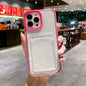 Transparent Card Holder Shockproof Soft Case for iPhone 12-16 Pro Max