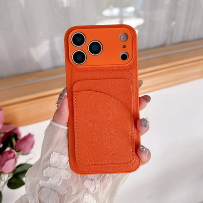 Orange Leather Wallet Case for iPhone 7-17 Air Pro Max Mini XR XS Card Holder