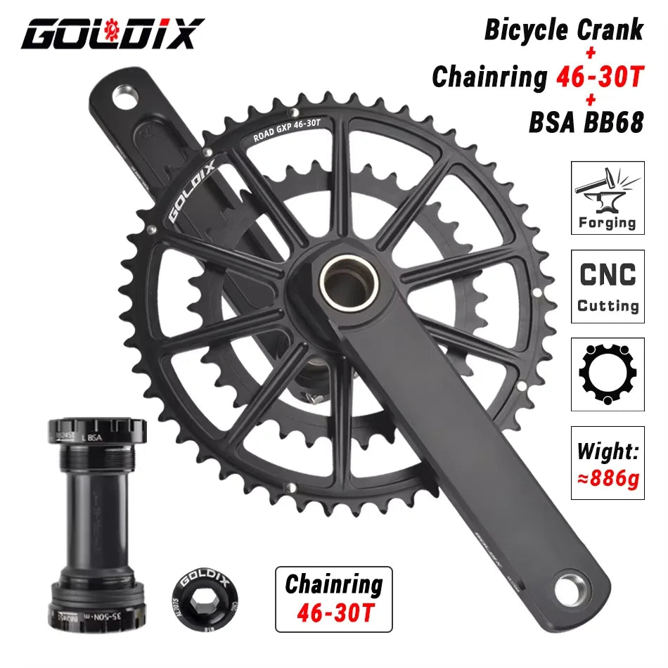 GOLDIX Ultralight Road Bike Crankset 50/34 52/36 53/39T for Shimano SRAM - EXPROTAS