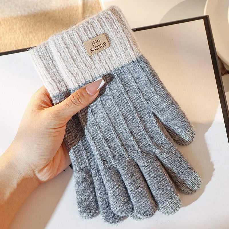Touch Screen Gloves Winter Warm Knit Mittens Full Finger Wool for Men Women