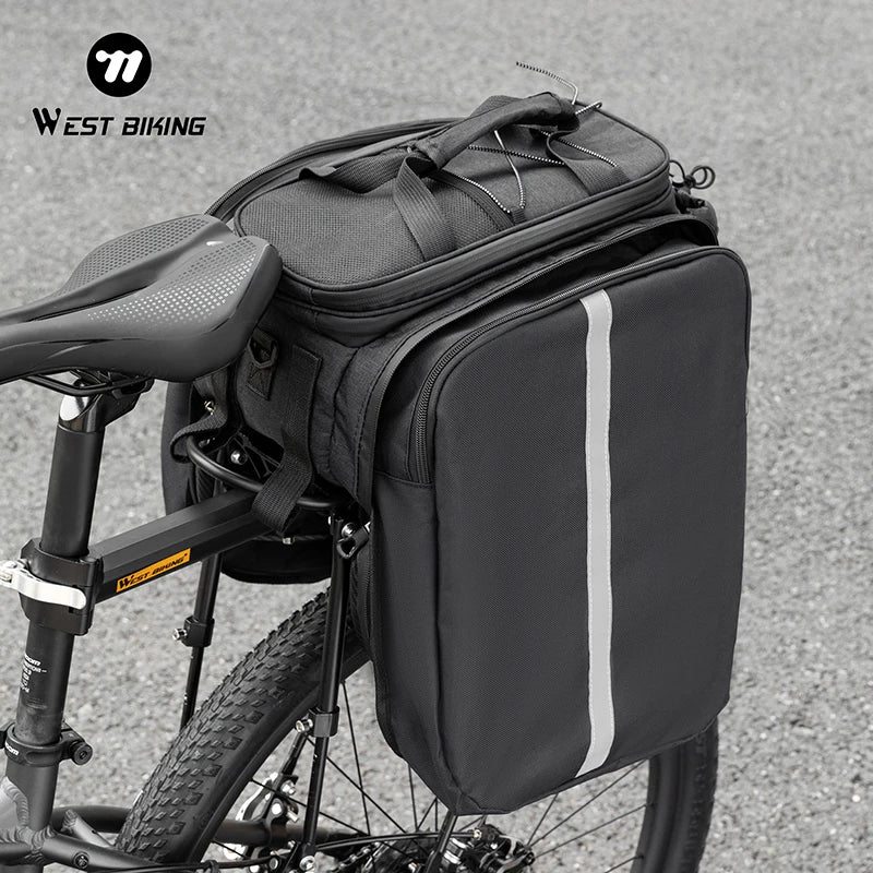Bicycle Rear Bag Hard Shell Expandable Pannier Rack Carrier for MTB