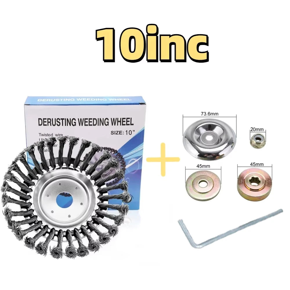 Weed Brush Trimmer Head Steel Wire Wheel Universal Garden Parts 6/8/10 Inch