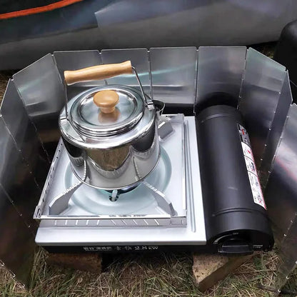 Camping Stove Wind Shield Foldable Gas Cooker Outdoor Alloy Windscreen