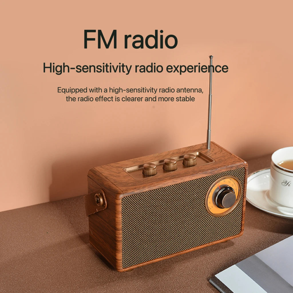 Mini Retro Wireless Bluetooth Speaker Portable FM Radio Music Player