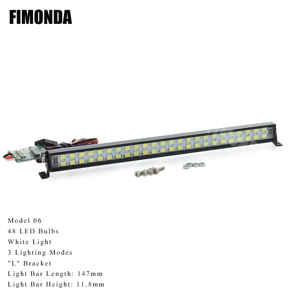 RC Crawler Roof LED Light Bar White Coloured Adjustable Modes 1/10 TRX4 SCX10
