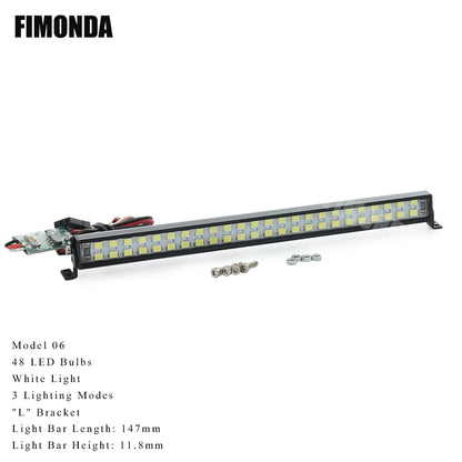 RC Crawler Roof LED Light Bar White Coloured Adjustable Modes 1/10 TRX4 SCX10