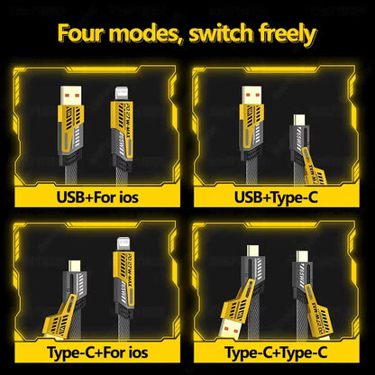 65W USB Cable Fast Charging PD for iPhone Samsung 6A Data Charger