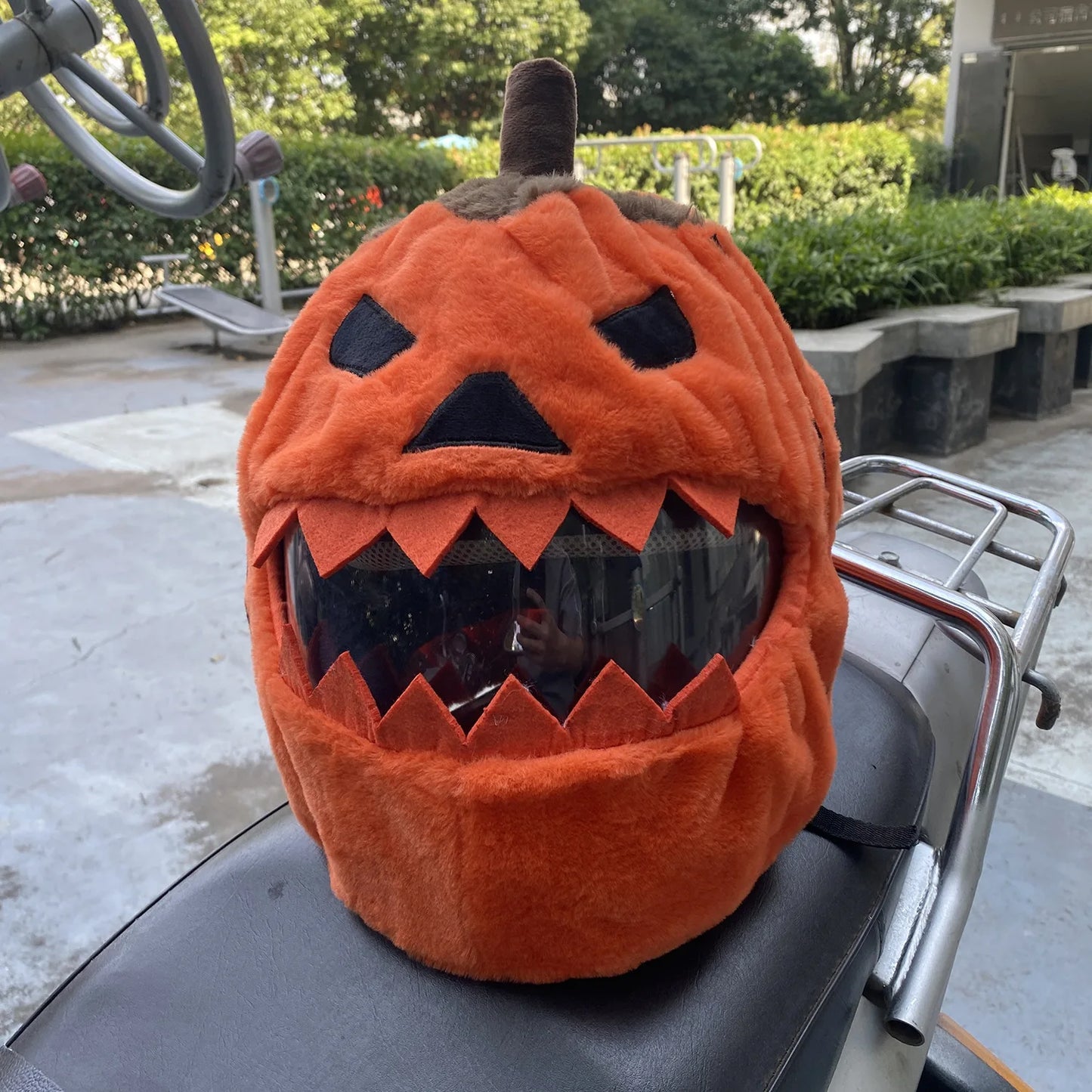 Fun Pumpkin Helmet Cover for Full-Face Motorcycle Helmets - One Size