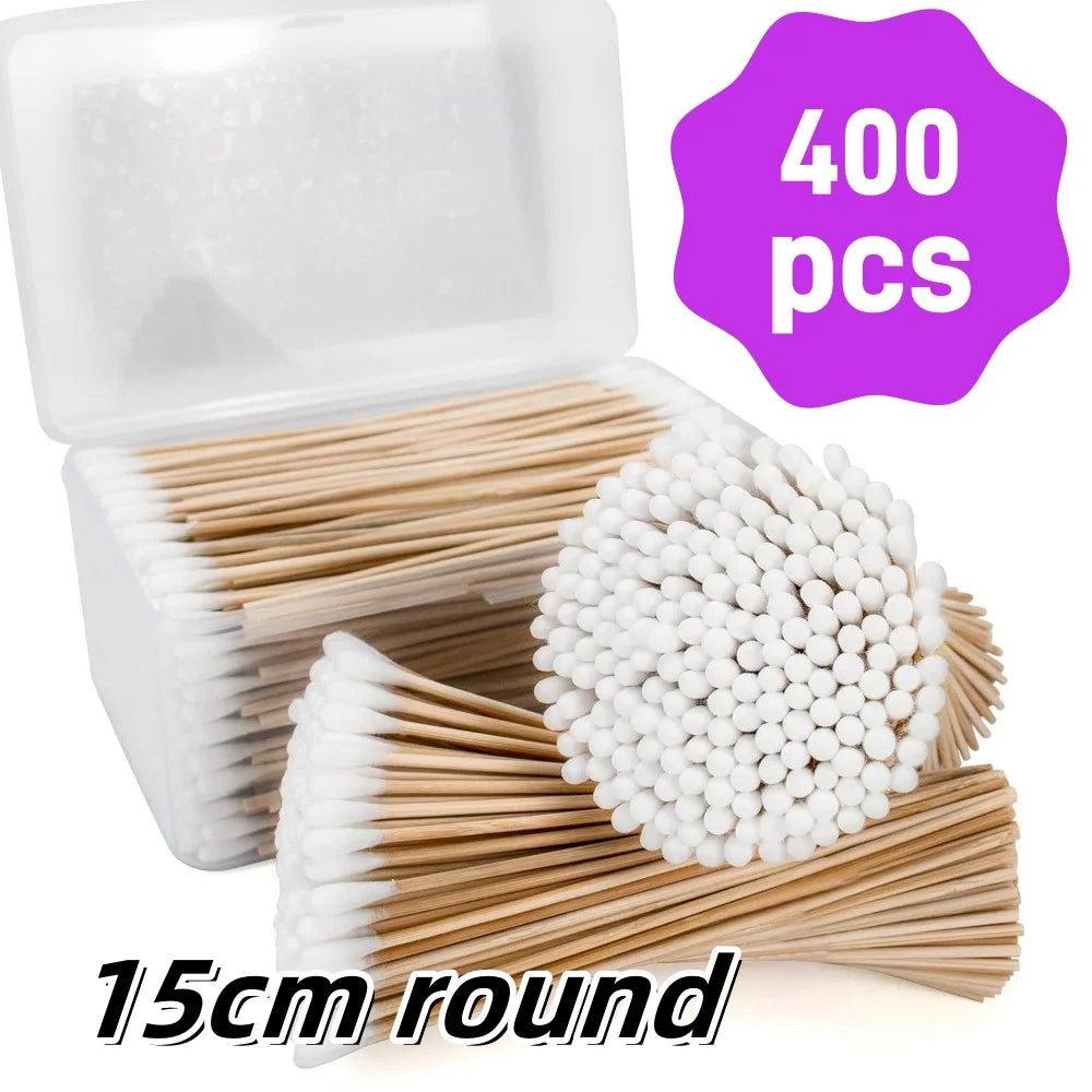 300PCS Cotton Swabs Pointed Tip Wooden Handle Precision Buds