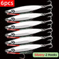 6pcs Long Casting Metal Jig, Sea Fishing Lure, Electroplated Hard Bait, Fishing Accessories Jigging Lure For Saltwater 10g-80g