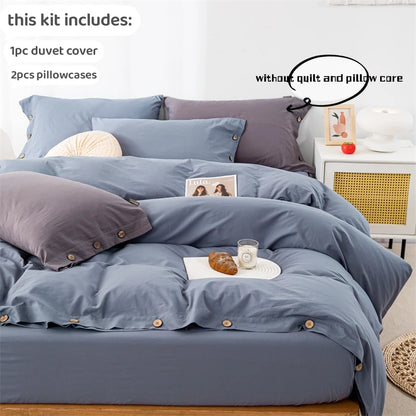 3pcs Double Duvet Cover King Size 100% Cotton Bedding Quilt Covers 220x240