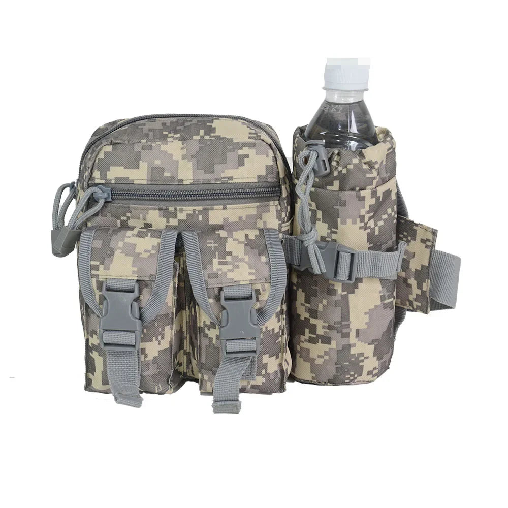 Outdoor Fanny Pack Waist Bag with Bottle Holder for Camping Hiking Hunting EDC