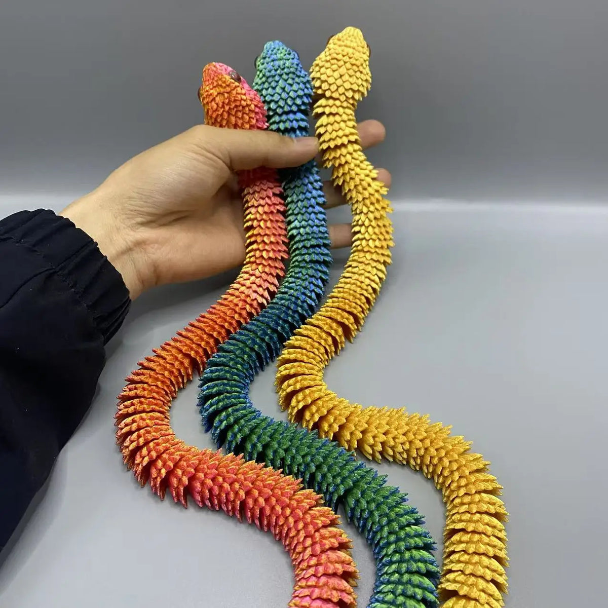 60cm 3D Printed Viper Decoration Glowing Movable Joint Animal Model Toy