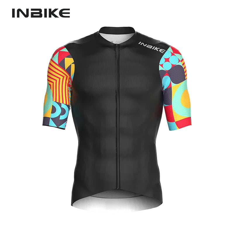 Quick Dry Cycling Jersey INBIKE Mens Short Sleeve Summer Full Zip 3 Pockets