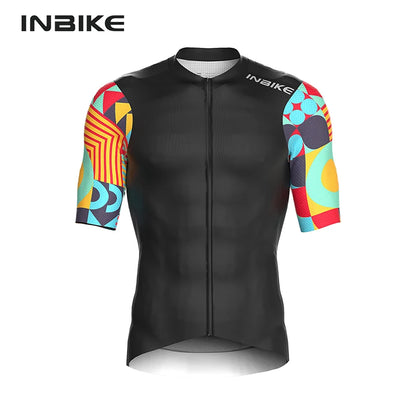 Quick Dry Cycling Jersey INBIKE Mens Short Sleeve Summer Full Zip 3 Pockets