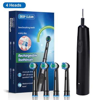 Electric Toothbrush Rechargeable Brush Rotating 8 Heads USB Timer Adults