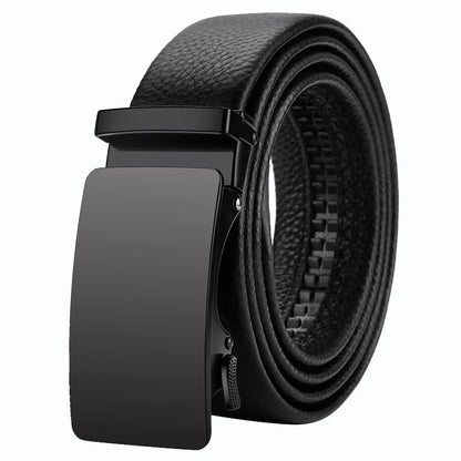 OYIFAN Leather Belt Men Automatic Buckle Ratchet Sliding Dress Black Belts