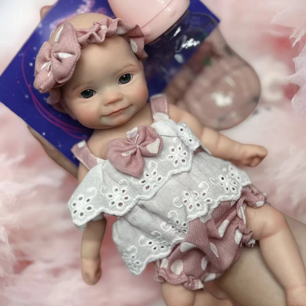 25cm Silicone Reborn Girl Doll Open Mouth Washable Body 3D Painted Skin