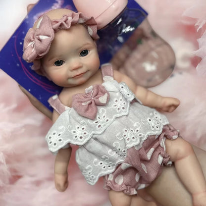 25cm Silicone Reborn Girl Doll Open Mouth Washable Body 3D Painted Skin