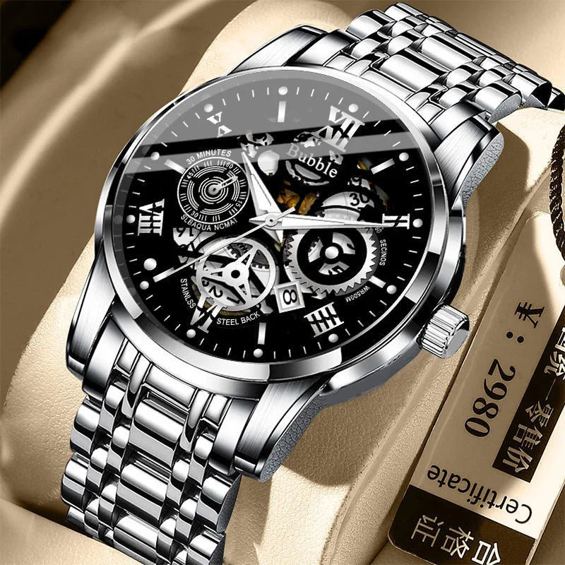 UTHAI L93 Watch For Men Trendy High end Light Luxury Versatile Quartz Watches Waterproof Roman Hollow Male's Clock Watch-EXPROTAS