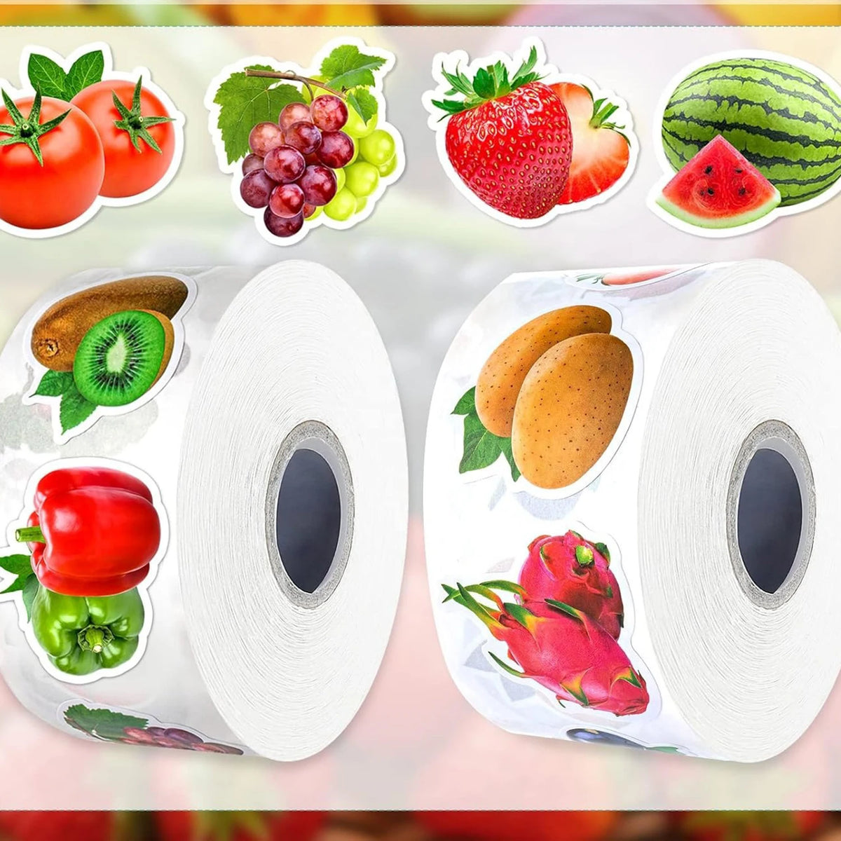 500Pcs Colorful Fruits Vegetables Stickers for Party Baking Scrapbooking