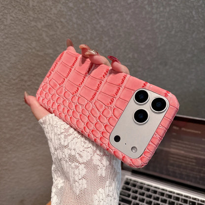 Glossy Crocodile Leather Case for iPhone 11-17 Air Pro Max Plus Frameless