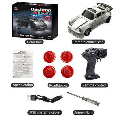 RC Drift Car 1:64 Remote Control Racing Toy 4WD LED Lights