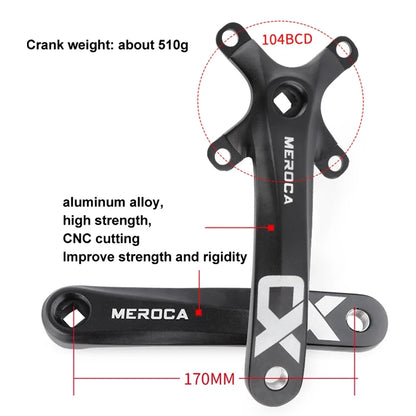 104BCD MTB Crankset 170mm Aluminum Square Taper 32T-42T Chainring